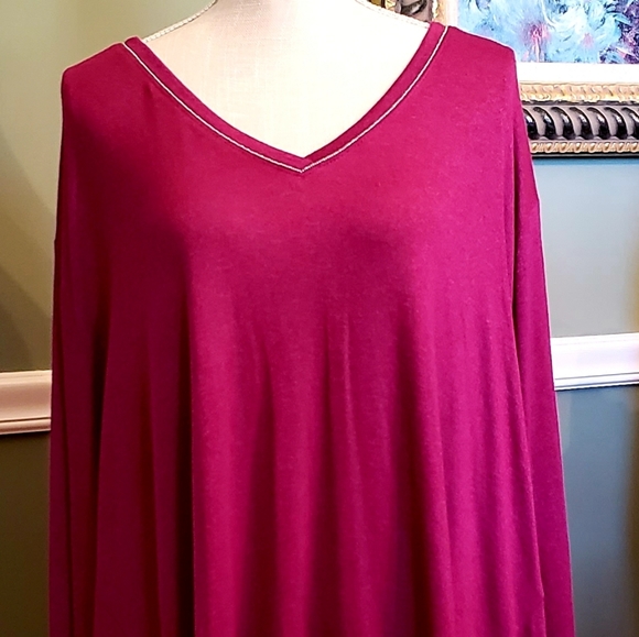 Ava & Viv Sweater Top Plus 3X Long Sleeve Berry Purple NWT - Picture 7 of 15